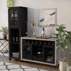 2pc Torrey Multi Storage Buffet And Bar Tower Set Black/Cement - HOMES: Inside + Out 6 2pc Torrey Multi Storage Buffet And Bar Tower Set Black/Cement - HOMES: Inside + Out -HOMES: Inside + Out Store GUEST 723ab39c 73eb 4cb2 b9b7 682ed11db503