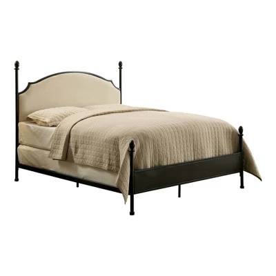 Geraldine Upholstered Headboard Poster Panel Bed Powder Coated Gun Metal - HOMES: Inside + Out 3 Geraldine Upholstered Headboard Poster Panel Bed Powder Coated Gun Metal - HOMES: Inside + Out - Image 3