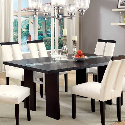 Stevenson Glass Insert Open Shelf W/Led Lights Dining Table Black - HOMES: Inside + Out 1 Stevenson Glass Insert Open Shelf W/Led Lights Dining Table Black - HOMES: Inside + Out