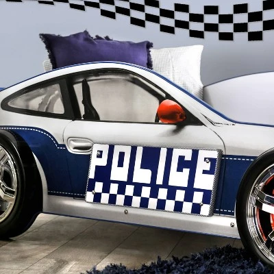 Twin Quessa Police Car Bed With Led Headlight Chair Black/White - HOMES: Inside + Out 5 Twin Quessa Police Car Bed With Led Headlight Chair Black/White - HOMES: Inside + Out - Image 5