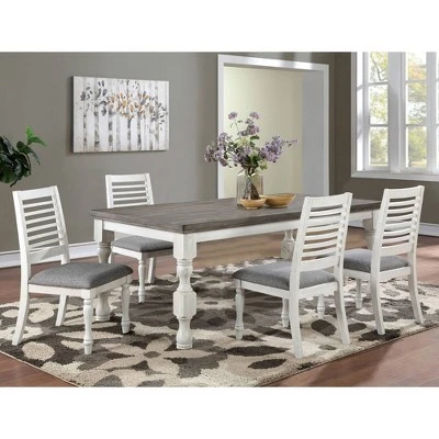 5pc Cambrien Rustic Farmhouse Dining Set Antique White/Gray - HOMES: Inside + Out 1 5pc Cambrien Rustic Farmhouse Dining Set Antique White/Gray - HOMES: Inside + Out