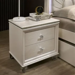 Fosset 2 Drawer Acrylic Legs Nightstand Pearl White - HOMES: Inside + Out