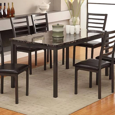 60" Larriston Faux Marble Top Dining Table Black - HOMES: Inside + Out 1 60" Larriston Faux Marble Top Dining Table Black - HOMES: Inside + Out
