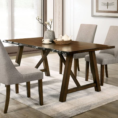 Lyoth Live Edge Top Trestle Base Dining Table Walnut - HOMES: Inside + Out 1 Lyoth Live Edge Top Trestle Base Dining Table Walnut - HOMES: Inside + Out