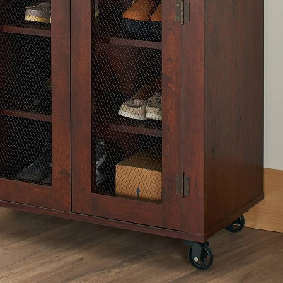 Mayab Industrial 5 Shelves Mobile Cabinet Vintage Walnut - HOMES: Inside + Out 2 Mayab Industrial 5 Shelves Mobile Cabinet Vintage Walnut - HOMES: Inside + Out - Image 2