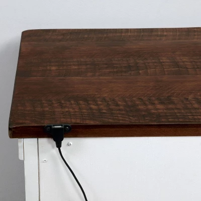 Willow Rustic 3 Drawer Nightstand With USB Plug Distressed White/Walnut - HOMES: Inside + Out 5 Willow Rustic 3 Drawer Nightstand With USB Plug Distressed White/Walnut - HOMES: Inside + Out - Image 5