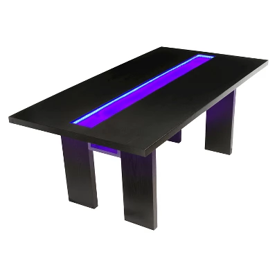 Stevenson Glass Insert Open Shelf W/Led Lights Dining Table Black - HOMES: Inside + Out 3 Stevenson Glass Insert Open Shelf W/Led Lights Dining Table Black - HOMES: Inside + Out - Image 3