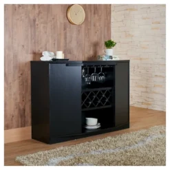 Rosio Transitional Criss Cross Wine Storage Dining Buffet Black - HOMES: Inside + Out 8 Rosio Transitional Criss Cross Wine Storage Dining Buffet Black - HOMES: Inside + Out -HOMES: Inside + Out Store GUEST 83a61cc8 0032 425c 94be 85dd2c4b2896