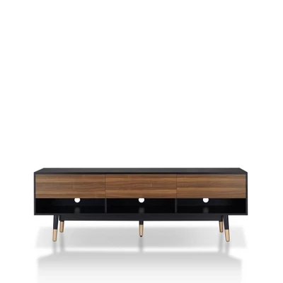 Vanore Mid-Century 3 Drawer TV Stand For TVs Up To 80" Black - HOMES: Inside + Out 4 Vanore Mid-Century 3 Drawer TV Stand For TVs Up To 80" Black - HOMES: Inside + Out - Image 4