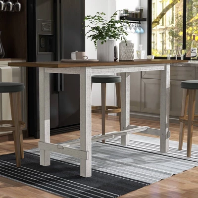 71" Shipway Counter Height Table With Drop Leaf Antique Light Oak/Antique White - HOMES: Inside + Out 1 71" Shipway Counter Height Table With Drop Leaf Antique Light Oak/Antique White - HOMES: Inside + Out