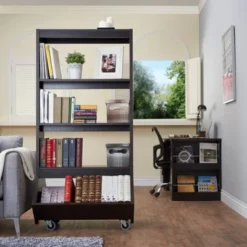 66.15" Brunetti Mobile Bookcase Espresso - HOMES: Inside + Out -HOMES: Inside + Out Store GUEST 8e536594 115e 40bb 9adb 3d4a24ab7017