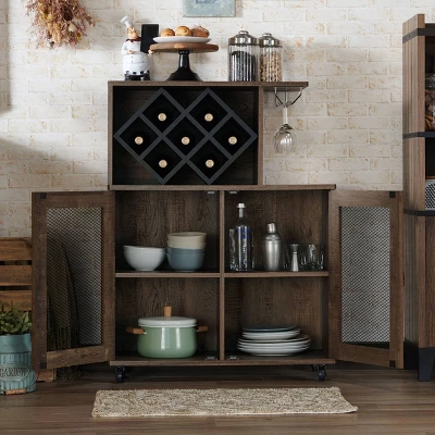 Morse Farmhouse Mobile Wine Cabinet Reclaimed Oak - HOMES: Inside + Out 1 Morse Farmhouse Mobile Wine Cabinet Reclaimed Oak - HOMES: Inside + Out