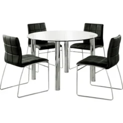 Aneston Glass Top Chrome Leg Round Dining Table Chrome - HOMES: Inside + Out
