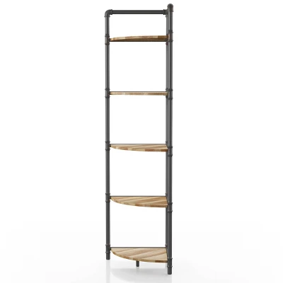 63.75" Beeme 5 Tier Corner Bookshelf Sand Black/Light Pure Copper - HOMES: Inside + Out 2 63.75" Beeme 5 Tier Corner Bookshelf Sand Black/Light Pure Copper - HOMES: Inside + Out - Image 2