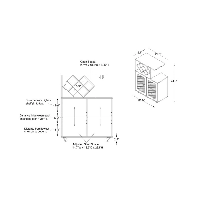 Morse Farmhouse Mobile Wine Cabinet Reclaimed Oak - HOMES: Inside + Out 8 Morse Farmhouse Mobile Wine Cabinet Reclaimed Oak - HOMES: Inside + Out - Image 8