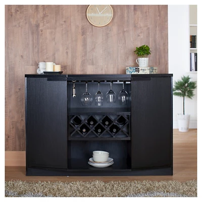 Rosio Transitional Criss Cross Wine Storage Dining Buffet Black - HOMES: Inside + Out 1 Rosio Transitional Criss Cross Wine Storage Dining Buffet Black - HOMES: Inside + Out