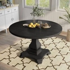 48" Villa Rustic Round Dining Table Antique Black - HOMES: Inside + Out