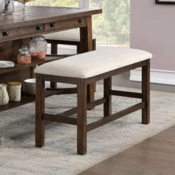 Foret Padded Counter Height Bench Rustic Oak/Beige - HOMES: Inside + Out