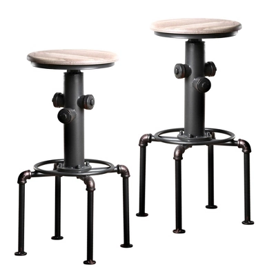 3pc Regalla Industrial Bar Height Dining Table Set Antique Black/Natural Tone - HOMES: Inside + Out 6 3pc Regalla Industrial Bar Height Dining Table Set Antique Black/Natural Tone - HOMES: Inside + Out - Image 6