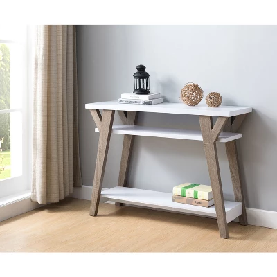 Ennis Transitional Console Table White/Distressed Taupe - HOMES: Inside + Out 1 Ennis Transitional Console Table White/Distressed Taupe - HOMES: Inside + Out