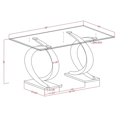 58" Gleneagles Modern Rectangle Glass Top Dining Table Gray/Champagne/Black - HOMES: Inside + Out 8 58" Gleneagles Modern Rectangle Glass Top Dining Table Gray/Champagne/Black - HOMES: Inside + Out - Image 8