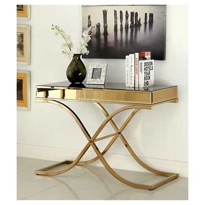Sunkissed Modern Mirrored Sofa Table Brass - HOMES: Inside + Out 1 Sunkissed Modern Mirrored Sofa Table Brass - HOMES: Inside + Out