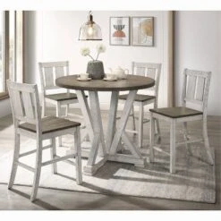 5pc Holmsteed Counter Height Dining Set Cremini Brown/Antique White - HOMES: Inside + Out