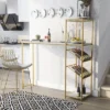 Bennis Bar Table With Wine Shelves High Gloss White/Gold Coated - HOMES: Inside + Out
