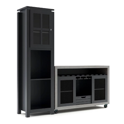2pc Torrey Multi Storage Buffet And Bar Tower Set Black/Cement - HOMES: Inside + Out 2 2pc Torrey Multi Storage Buffet And Bar Tower Set Black/Cement - HOMES: Inside + Out - Image 2