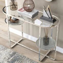 Calloun Glam 2 Shelf Sofa Table Chrome - HOMES: Inside + Out -HOMES: Inside + Out Store GUEST b8f2a895 f479 4f17 8fda c8378d8e7adb