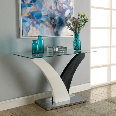 Niessa Contemporary Sofa Table White/Dark Gray/Chrome - HOMES: Inside + Out 1 Niessa Contemporary Sofa Table White/Dark Gray/Chrome - HOMES: Inside + Out