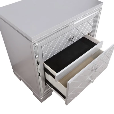 Tenaya 2 Drawer Nightstand With Hidden Drawer And USB Ports Silver - HOMES: Inside + Out 6 Tenaya 2 Drawer Nightstand With Hidden Drawer And USB Ports Silver - HOMES: Inside + Out - Image 6