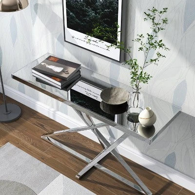 Drubeck Mirrored Rectangle Sofa Table Chrome - HOMES: Inside + Out 3 Drubeck Mirrored Rectangle Sofa Table Chrome - HOMES: Inside + Out - Image 3