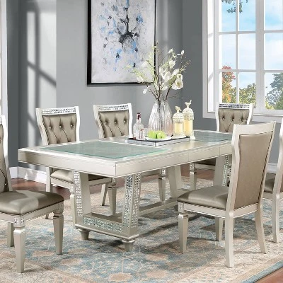 84" Jenra Expandable Dining Table Champagne - HOMES: Inside + Out 1 84" Jenra Expandable Dining Table Champagne - HOMES: Inside + Out