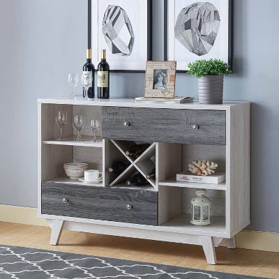 Abrama 2 Drawer Buffet White Oak/Distressed Gray - HOMES: Inside + Out 4 Abrama 2 Drawer Buffet White Oak/Distressed Gray - HOMES: Inside + Out - Image 4