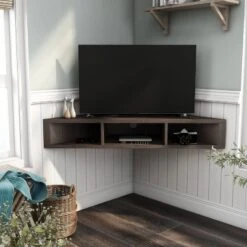 Tybo Open Shelves Corner Floating Console Fits Tv's Up To 50" - HOMES: Inside + Out