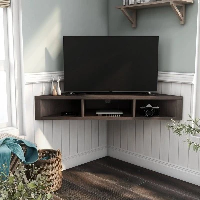 Tybo Open Shelves Corner Floating Console Fits Tv's Up To 50" - HOMES: Inside + Out 1 Tybo Open Shelves Corner Floating Console Fits Tv's Up To 50" - HOMES: Inside + Out