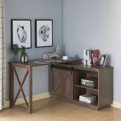 Sevyn Transitional L Shape Desk Walnut Oak - HOMES: Inside + Out 6 Sevyn Transitional L Shape Desk Walnut Oak - HOMES: Inside + Out - Image 6