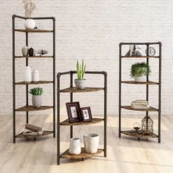 63.75" Beeme 5 Tier Corner Bookshelf Sand Black/Light Pure Copper - HOMES: Inside + Out 5 63.75" Beeme 5 Tier Corner Bookshelf Sand Black/Light Pure Copper - HOMES: Inside + Out -HOMES: Inside + Out Store GUEST dcace858 e2b7 4733 9390 5becae0f0e0a
