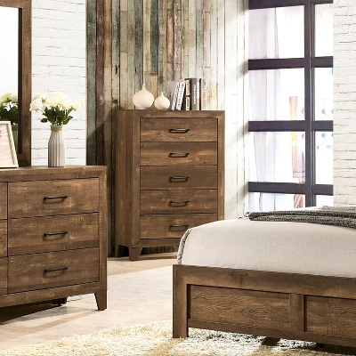 3pc Queen Quail Transitional Bedroom Set Rustic Light Walnut - HOMES: Inside + Out 6 3pc Queen Quail Transitional Bedroom Set Rustic Light Walnut - HOMES: Inside + Out - Image 6