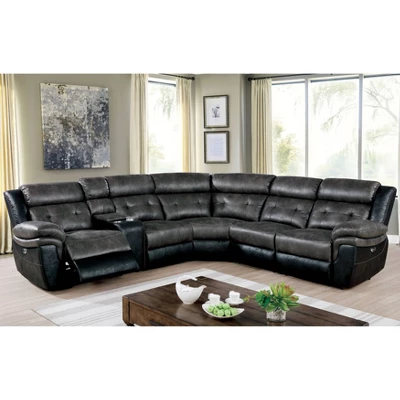 Van Wyk Power Recliner Sectional Gray/Black - HOMES: Inside + Out 1 Van Wyk Power Recliner Sectional Gray/Black - HOMES: Inside + Out