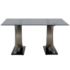 58" Gleneagles Modern Rectangle Glass Top Dining Table Gray/Champagne/Black - HOMES: Inside + Out 11 58" Gleneagles Modern Rectangle Glass Top Dining Table Gray/Champagne/Black - HOMES: Inside + Out -HOMES: Inside + Out Store GUEST e400e5dc 8c1d 4a8f bd01 cc7866a3714f