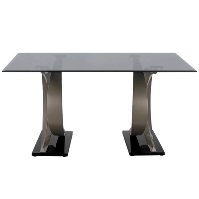 58" Gleneagles Modern Rectangle Glass Top Dining Table Gray/Champagne/Black - HOMES: Inside + Out 4 58" Gleneagles Modern Rectangle Glass Top Dining Table Gray/Champagne/Black - HOMES: Inside + Out - Image 4