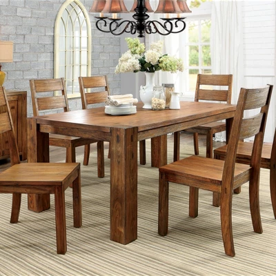 Arsenio Sturdy Wooden Dining Table Dark Oak - HOMES: Inside + Out 1 Arsenio Sturdy Wooden Dining Table Dark Oak - HOMES: Inside + Out