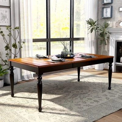 Jameson Country Style Extendable Dining Table Black/Oak - HOMES: Inside + Out 1 Jameson Country Style Extendable Dining Table Black/Oak - HOMES: Inside + Out