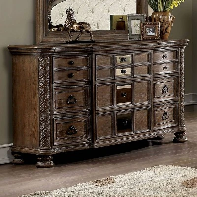Lellen 9 Drawer Detailed Dresser Rustic Natural Tone - HOMES: Inside + Out 1 Lellen 9 Drawer Detailed Dresser Rustic Natural Tone - HOMES: Inside + Out