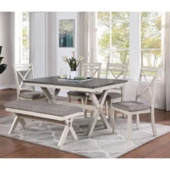 60" Arga Transitional Wood Dining Table Gray/Antique White - HOMES: Inside + Out 6 60" Arga Transitional Wood Dining Table Gray/Antique White - HOMES: Inside + Out -HOMES: Inside + Out Store GUEST ed1857c5 b31c 4196 97c2 15cff5fd493a