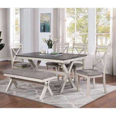 60" Arga Transitional Wood Dining Table Gray/Antique White - HOMES: Inside + Out 3 60" Arga Transitional Wood Dining Table Gray/Antique White - HOMES: Inside + Out - Image 3