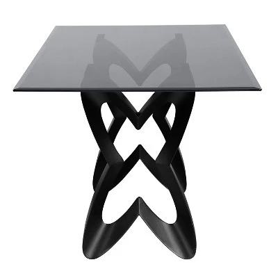 58" Poppy Hill Modern Rectangle Glass Top Dining Table Black/Gray - HOMES: Inside + Out 5 58" Poppy Hill Modern Rectangle Glass Top Dining Table Black/Gray - HOMES: Inside + Out - Image 5