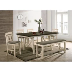 60" Altamont Padded Seat Counter Height Bench Ivory/Gray - HOMES: Inside + Out 7 60" Altamont Padded Seat Counter Height Bench Ivory/Gray - HOMES: Inside + Out -HOMES: Inside + Out Store GUEST f15cb7b4 406f 4458 8d42 31bd626902e9